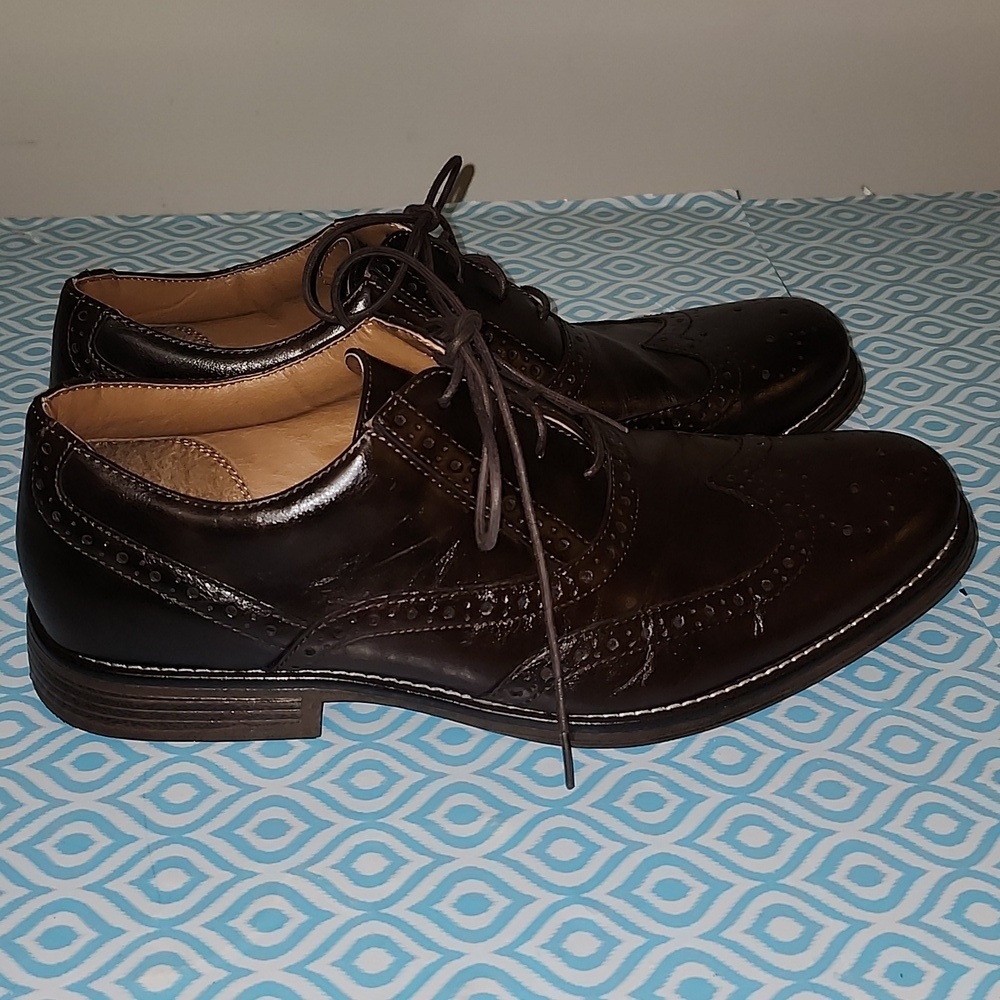 Dockers Men Shoes Sz 12M Brown Leather Wingtip Lace Up Oxford Comfort